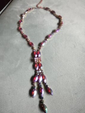 Red/Pink AB Dangle Y-Necklace - Women Jewelry